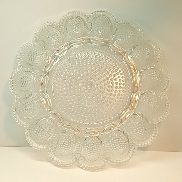 ☀️ Vintage Indiana Glass clear hobnail deviled egg relish plate. No flaws - Picture 4 of 4